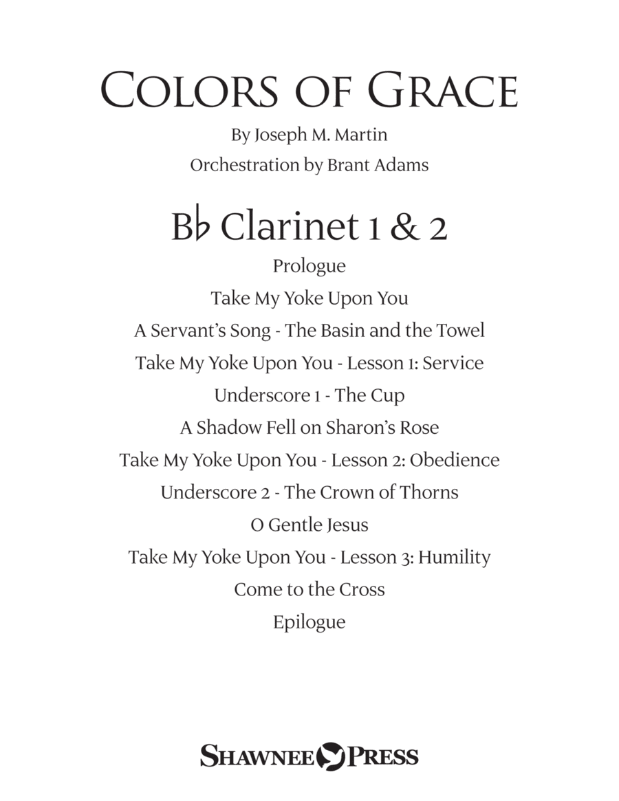 Colors of Grace - Lessons for Lent (New Edition) (Orchestra Accompaniment) - Bb Clarinet 1 & 2 Choir scores gallery preview page 1