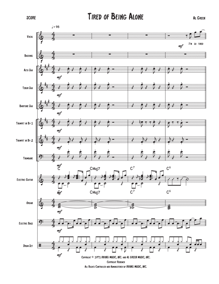 Tired Of Being Alone Jazz Ensemble scores gallery preview page 1