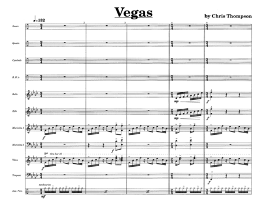 Vegas w/Tutor Tracks Vegas w/Tutor Tracks Percussion Ensemble scores gallery preview page 3