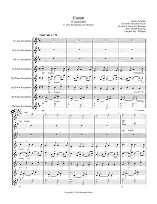 Book cover for Canon (Pachelbel) (Bb) (Saxophone Octet - 3 Alto, 4 Tenor, 1 Bari) (3 Alto lead)