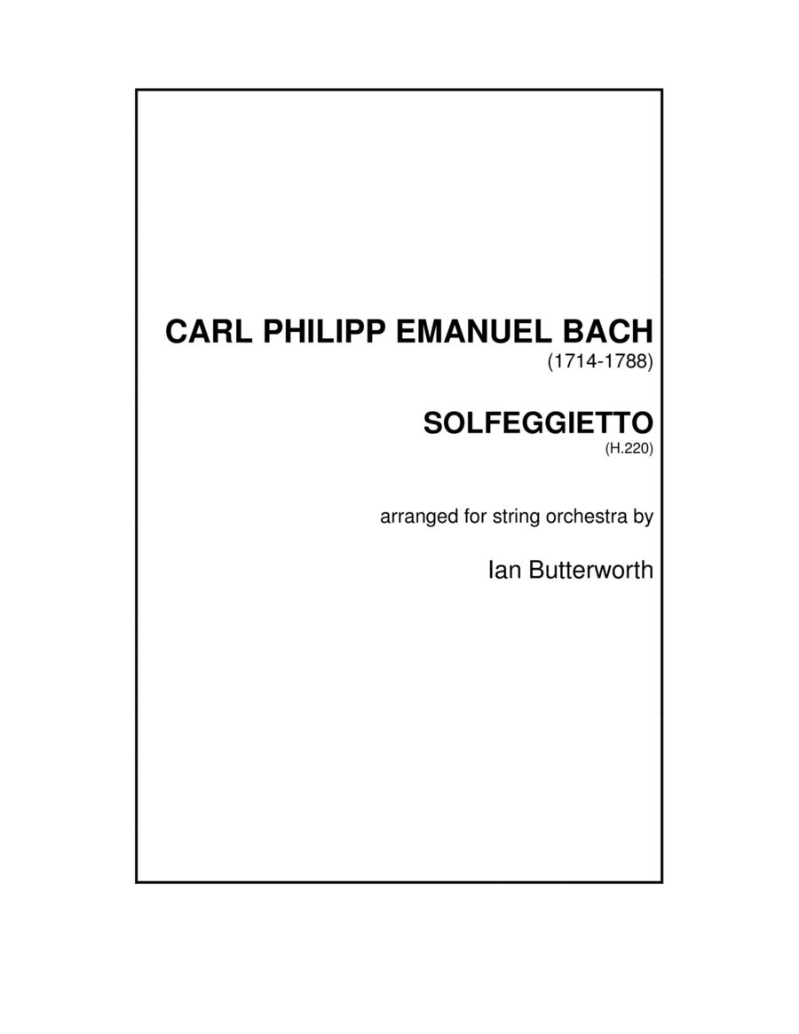 C.P.E.Bach Solfeggietto for string quartet String Quartet scores gallery preview page 1