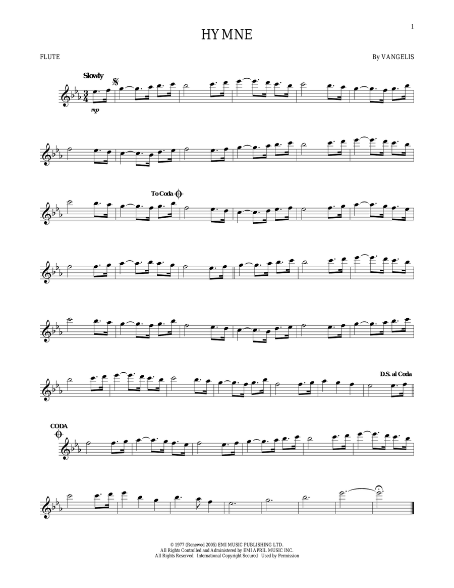 Hymne Hymne Flute Solo scores gallery preview page 1