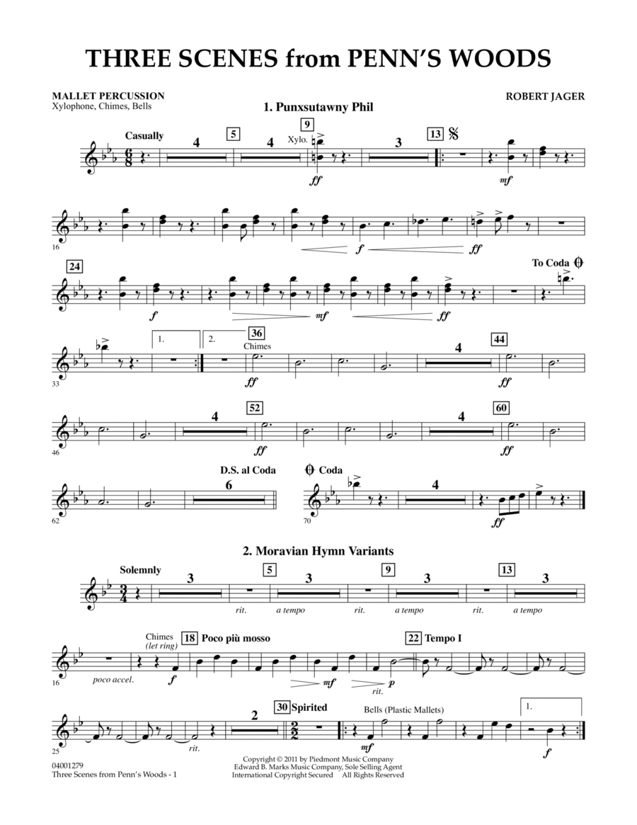 Three Scenes From Penn's Woods - Mallet Percussion Concert Band scores gallery preview page 1