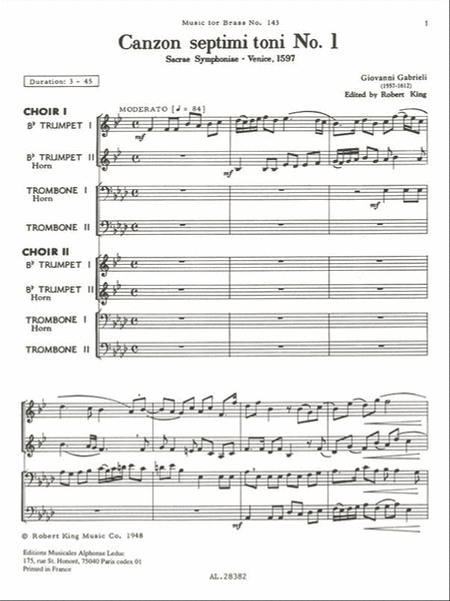 Canzon Septimi Toni No. 1, Sacred Symphony, For Eight-part Brass Ch Sacred scores gallery preview page 2