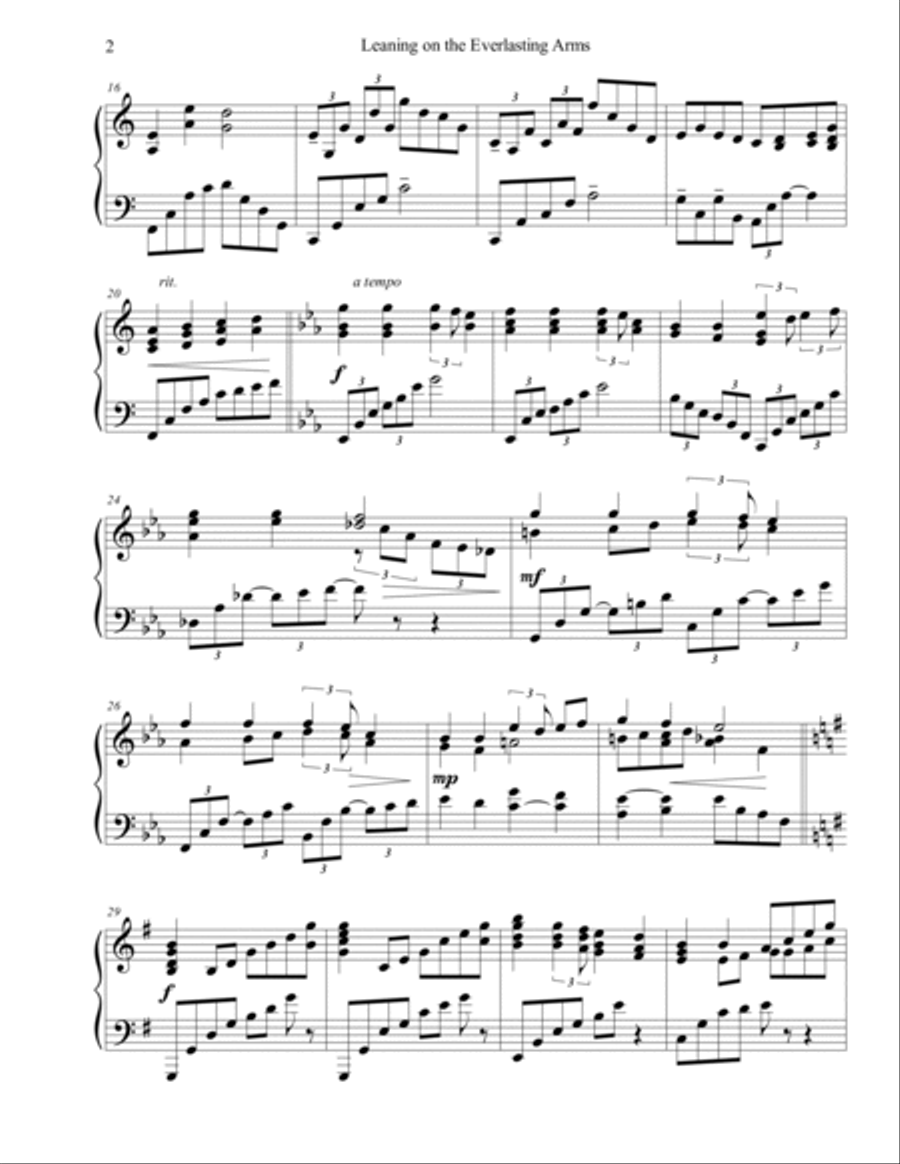 Leaning on the Everlasting Arms (piano solo), arr. Brenda Portman Piano Solo scores gallery preview page 2