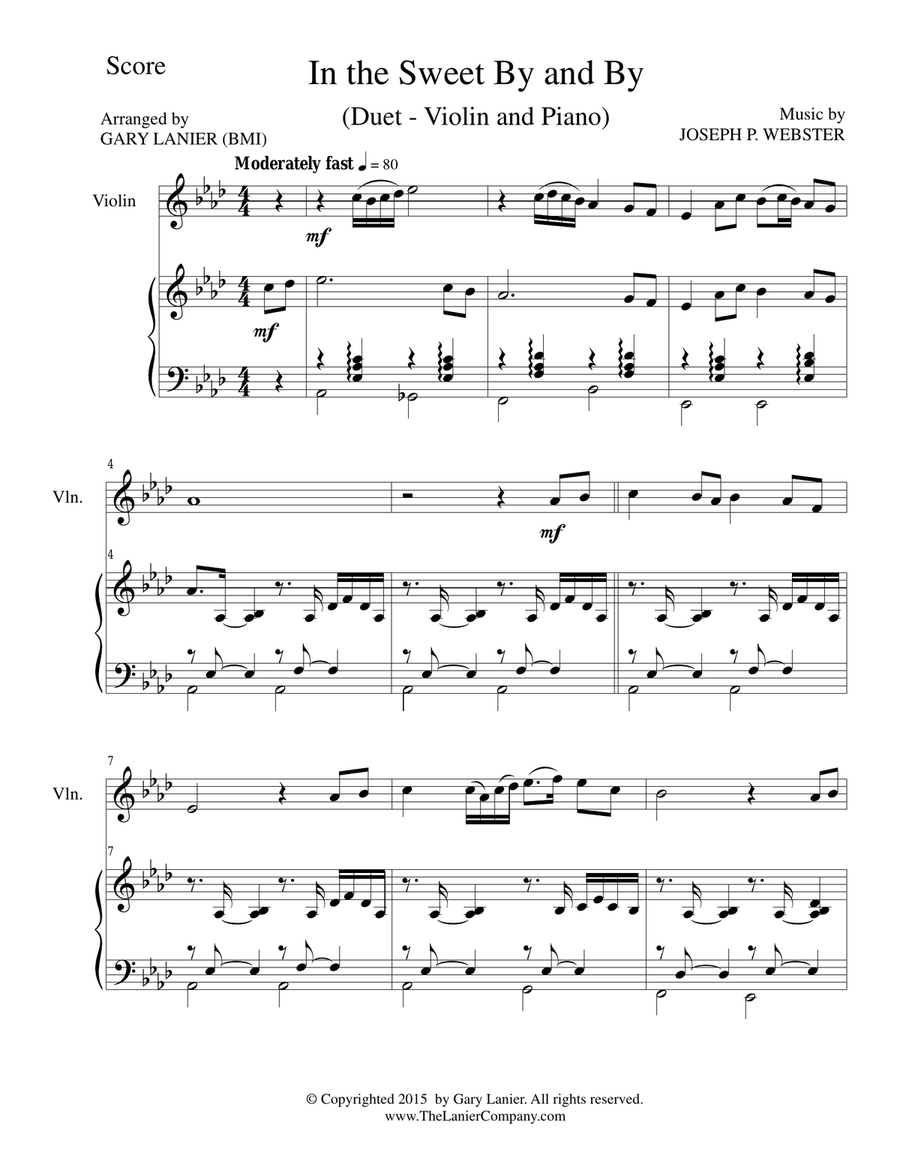 IN THE SWEET BY AND BY (Duet – Viiolin and Piano/Score and Parts) Piano scores gallery preview page 1