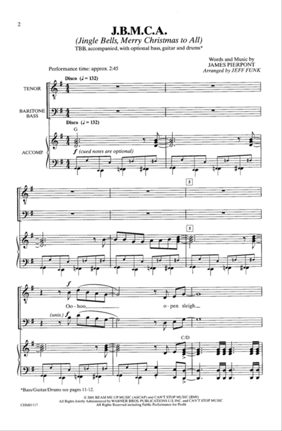 J.B.M.C.A. (Jingle Bells, Merry Christmas to All) Choir scores gallery preview page 1