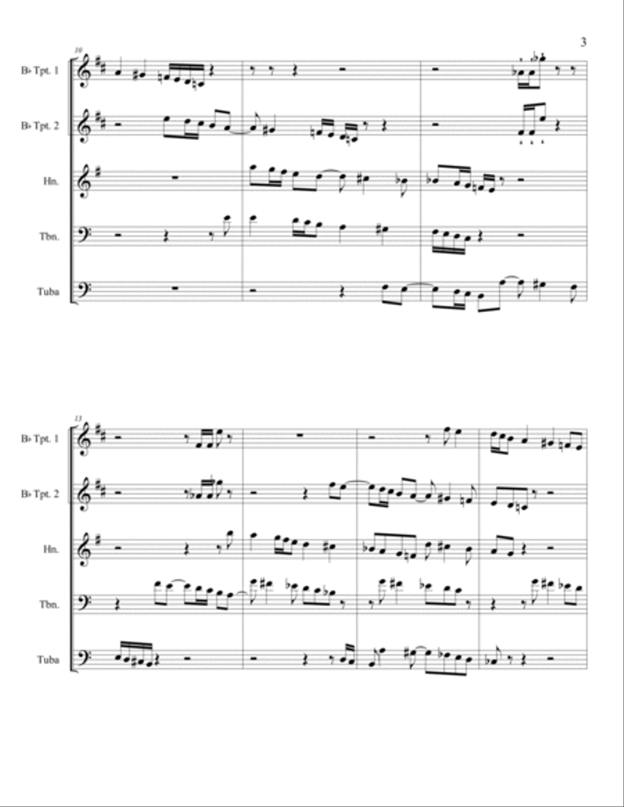 Three and One-Half Movements for Brass; Movement I Etude with 'tude. Brass Ensemble scores gallery preview page 3