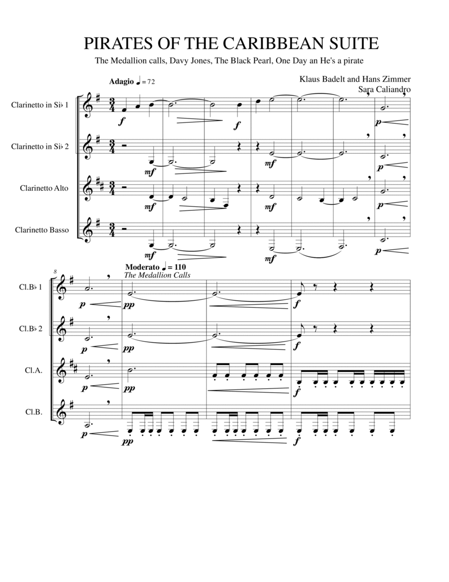 He's A Pirate Woodwind Quartet scores gallery preview page 1