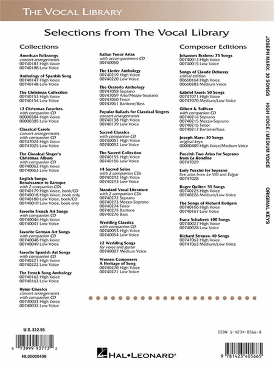 Joseph Marx – 30 Songs Voice scores gallery preview page 2