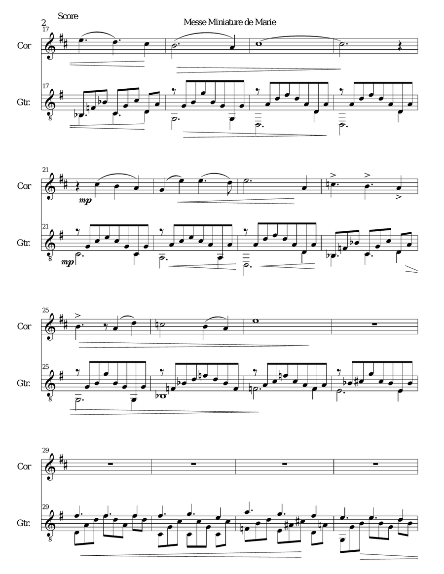 Messe miniature de Marie for cor anglais and guitar English Horn scores gallery preview page 2