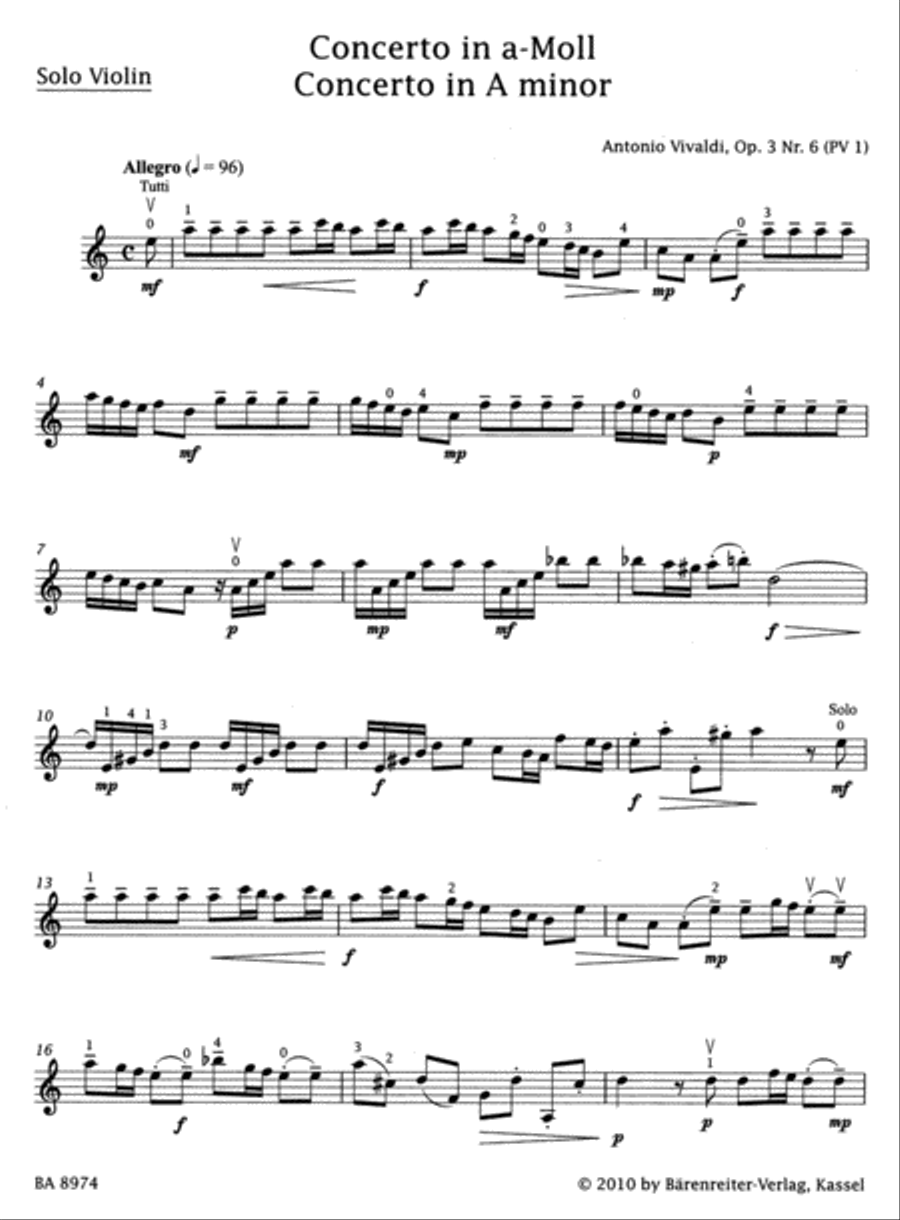 Concerto in A minor, op. 3/6 Violin Solo scores gallery preview page 2