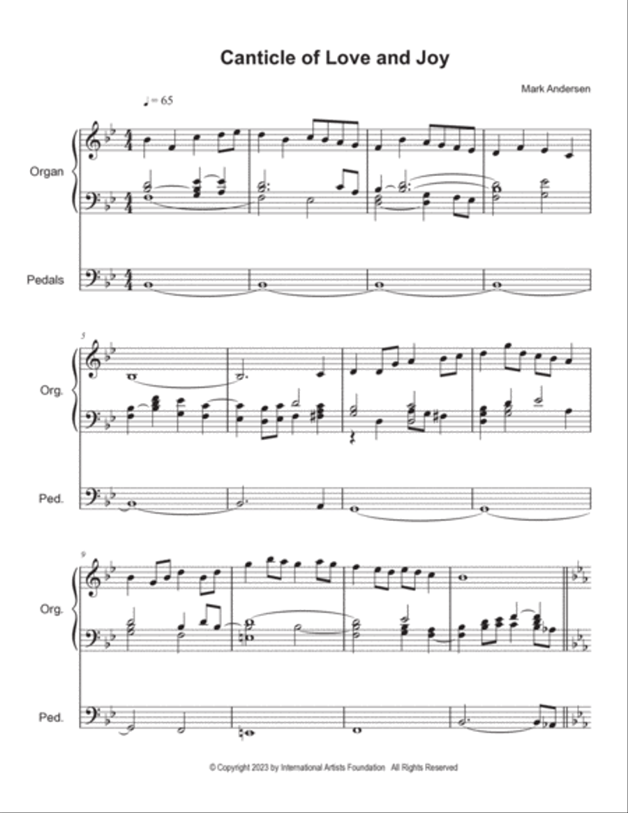 Canticle of Love and Joy for organ by Mark Andersen Organ Solo scores gallery preview page 2