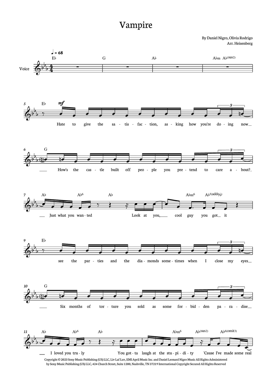 Vampire Acoustic Guitar scores gallery preview page 1