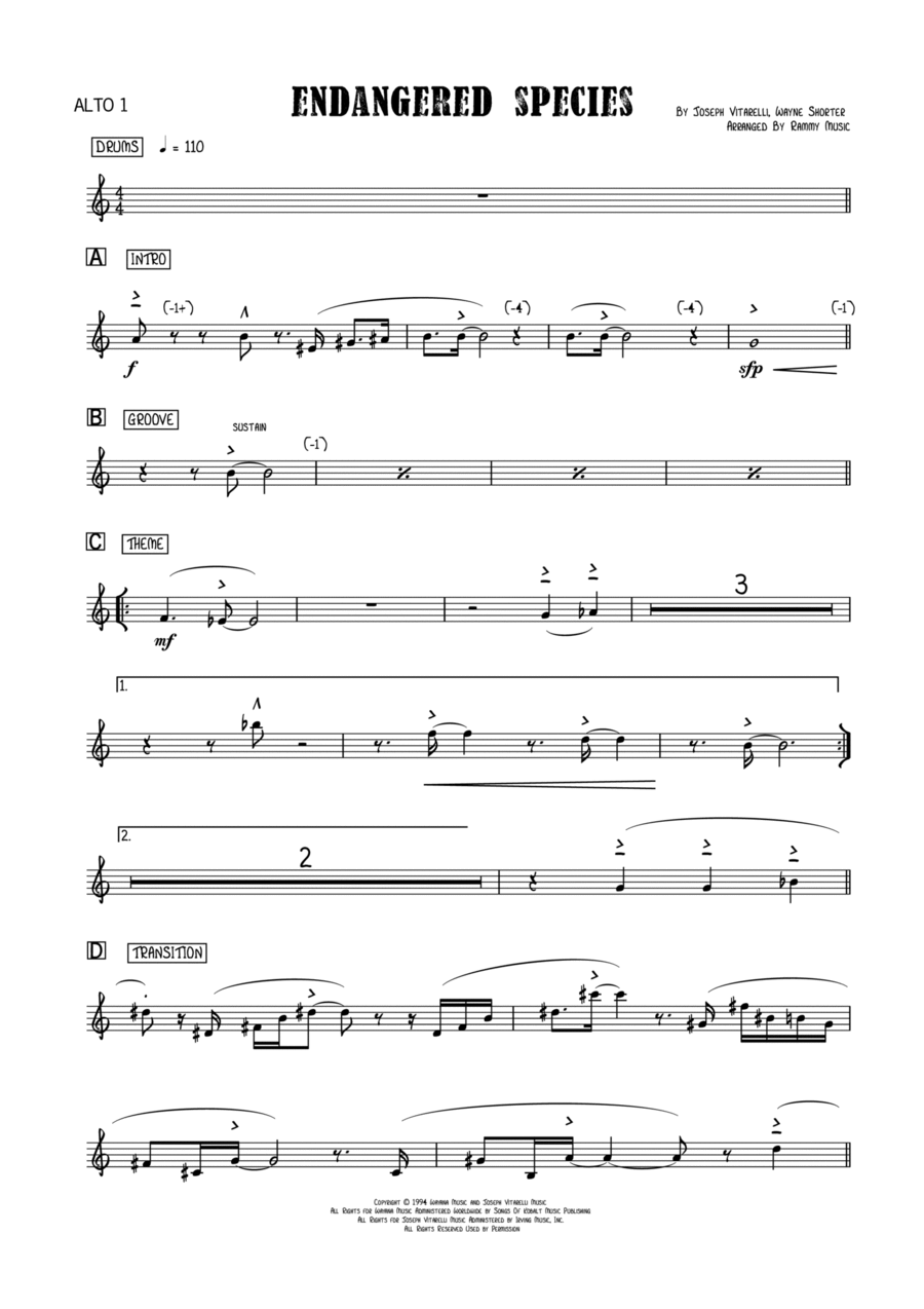 Endangered Species Jazz Ensemble scores gallery preview page 1