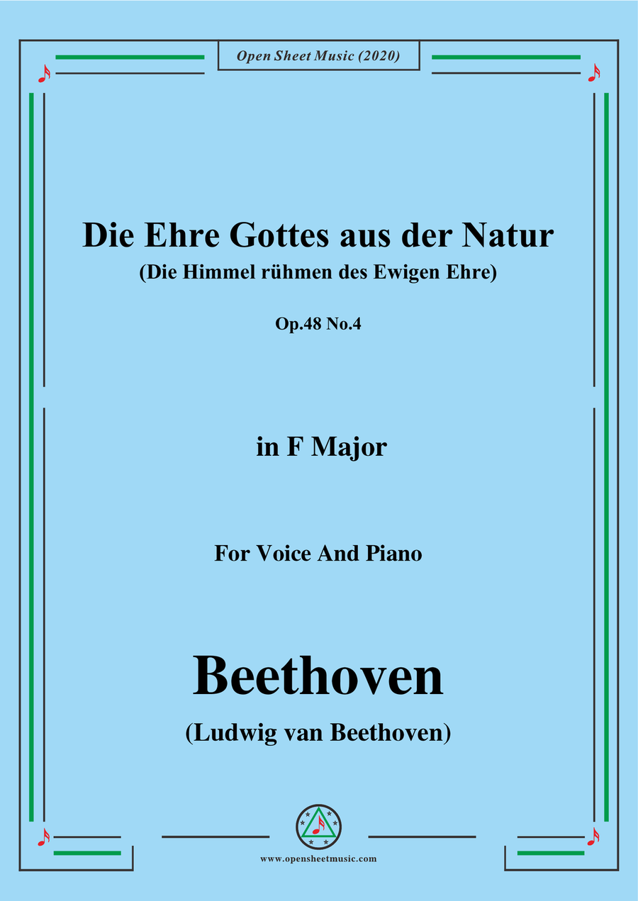 Beethoven-Die Ehre Gottes aus der Natur,in F Major,for Voice and Piano