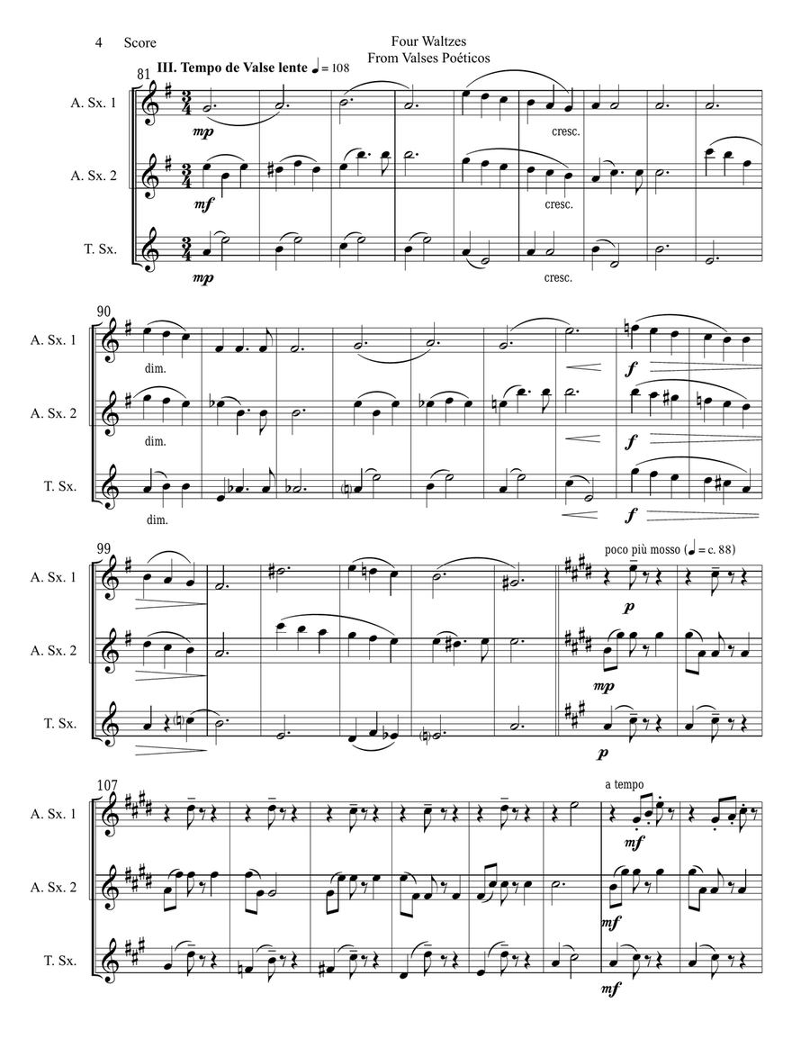 Granados - 4 Waltzes set for Saxopone Trio Woodwind Trio scores gallery preview page 5