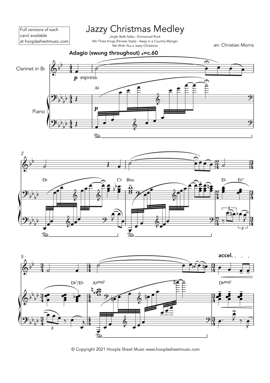 Jazzy Christmas Medley Clarinet Solo scores gallery preview page 1
