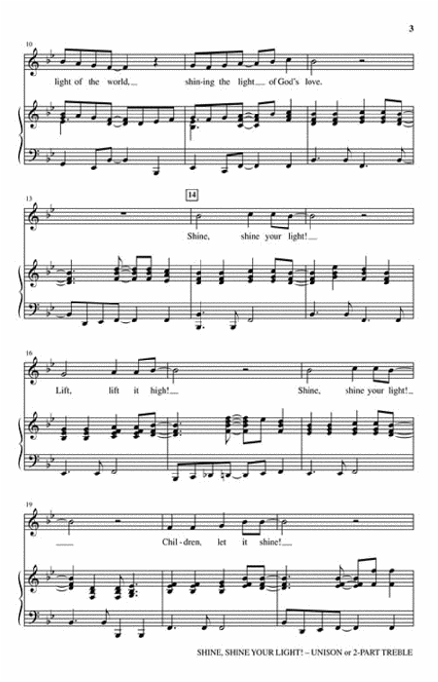 Shine, Shine Your Light! Unison Choir scores gallery preview page 3