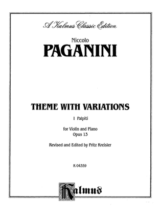 Book cover for Paganini: Theme with Variations, Op. 13 (Arr. Fritz Kreisler)