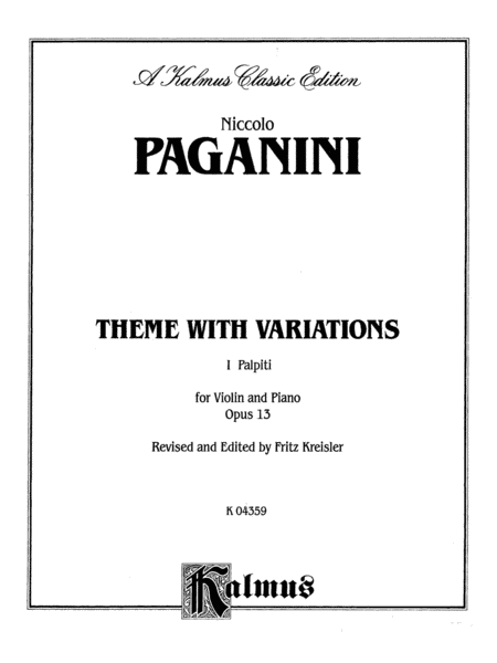 Paganini: Theme with Variations, Op. 13 (Arr. Fritz Kreisler)