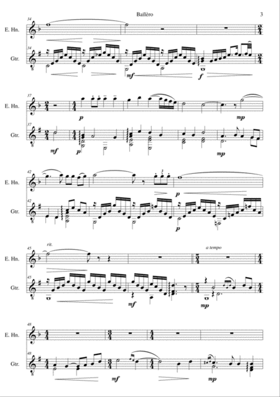3 songs of the Auvergne for cor anglais & guitar English Horn scores gallery preview page 3