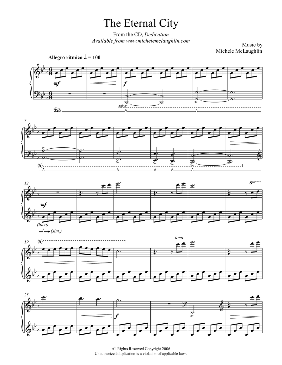 The Eternal City Piano Solo scores gallery preview page 1