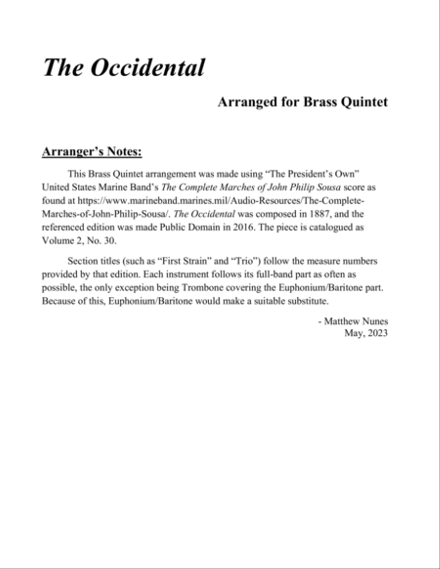 The Occidental Brass Quintet scores gallery preview page 2
