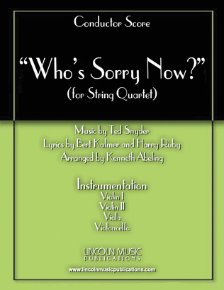 Book cover for Who’s Sorry Now? (for String Quartet)