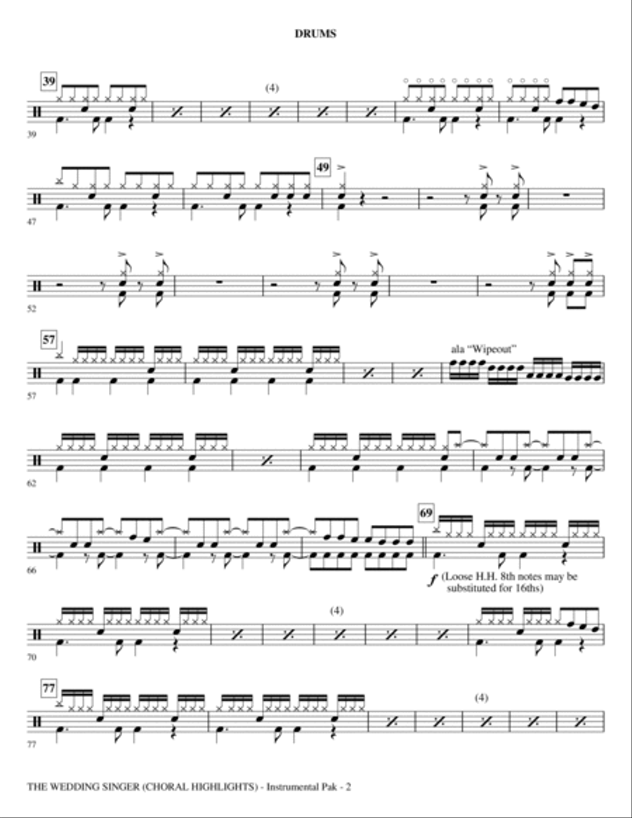 The Wedding Singer (Choral Highlights) - Drums Choir scores gallery preview page 2
