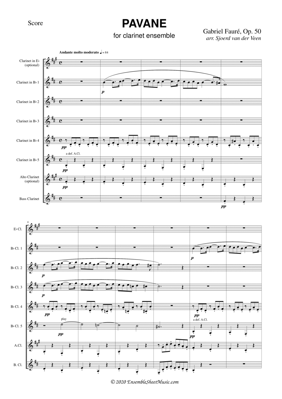 Pavane, op. 50 Woodwind Ensemble scores gallery preview page 1