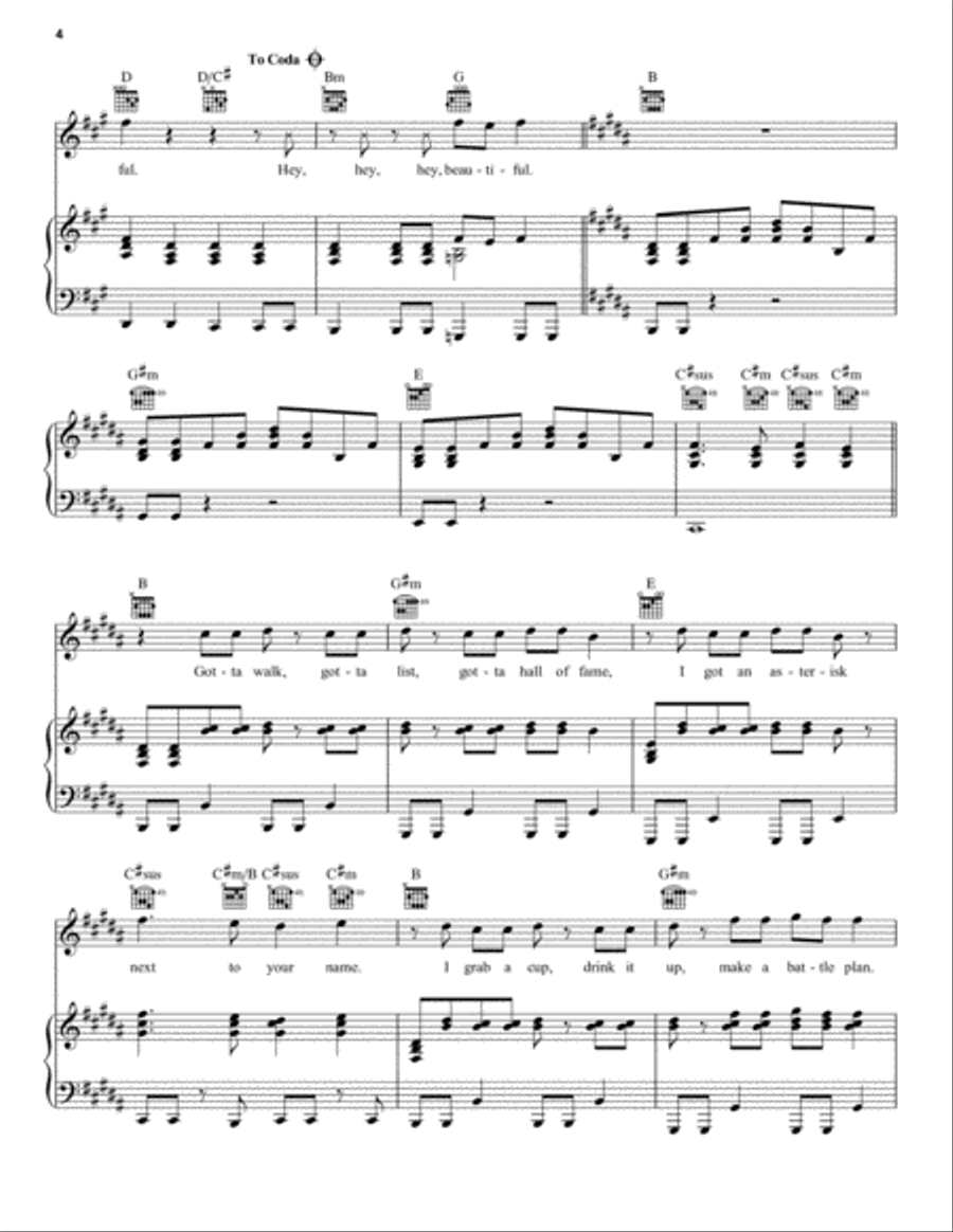Hey Beautiful (from How I Met Your Mother) Piano, Vocal, Guitar scores gallery preview page 4
