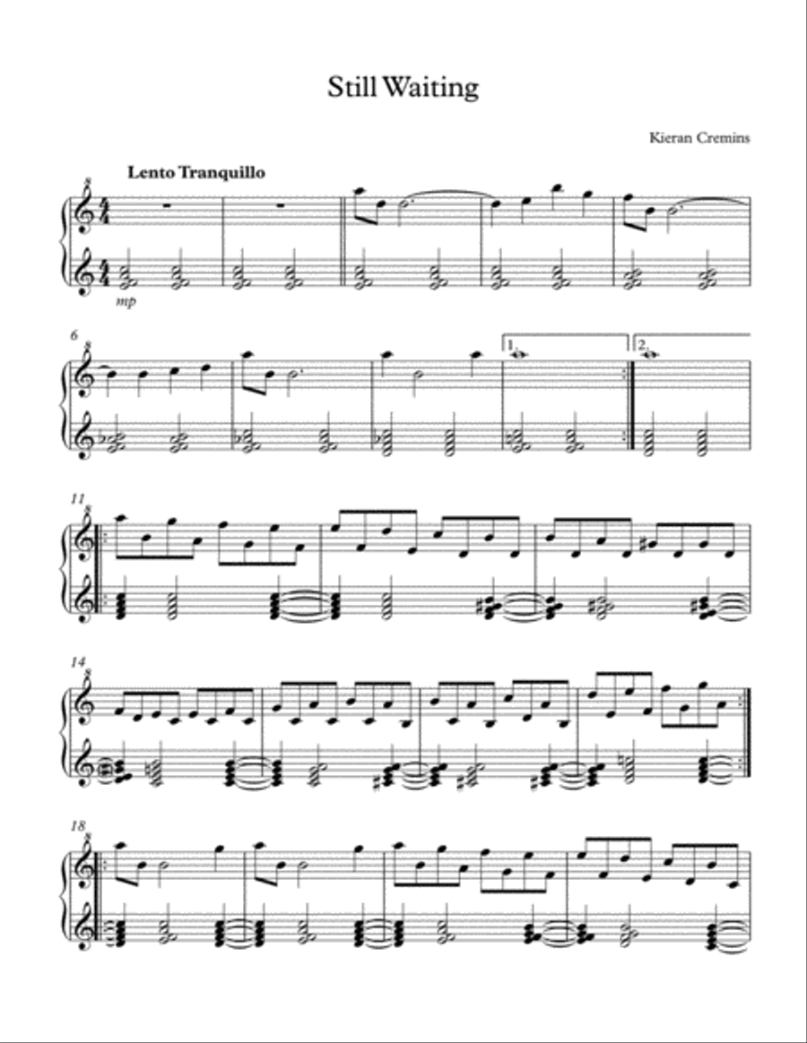 Still Waiting Piano Solo scores gallery preview page 1