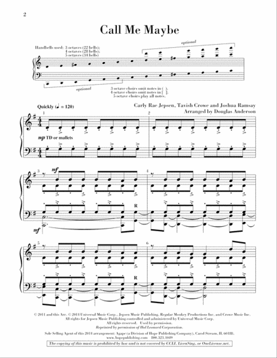 Call Me Maybe Call Me Maybe 5-Octaves scores gallery preview page 3