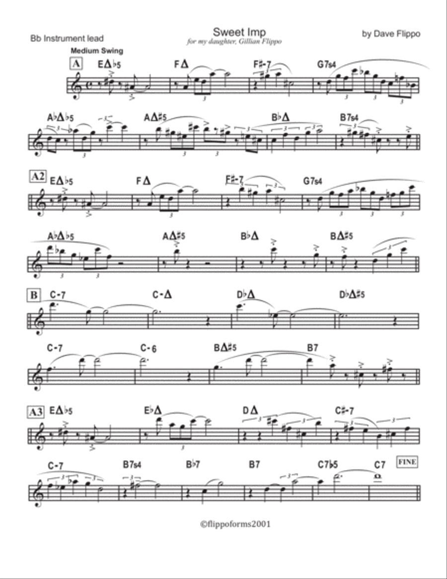 SWEET IMP - Lead Sheets in C, Bb and Eb Jazz Ensemble scores gallery preview page 4