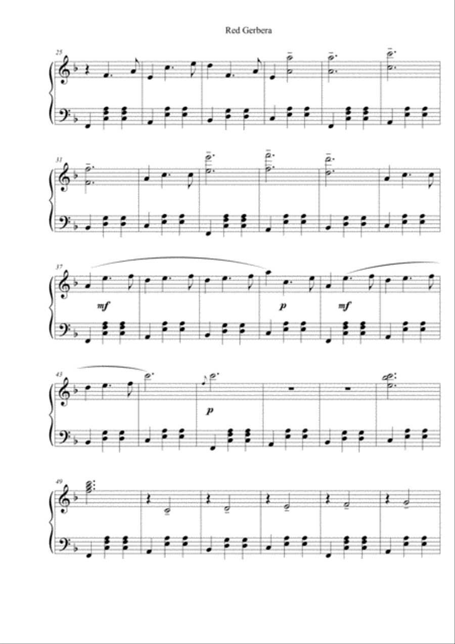 Red Gerbera Red Gerbera Piano Solo scores gallery preview page 2