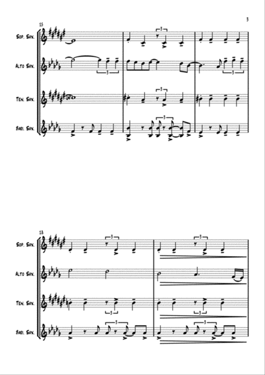 Isn't She Lovely Isn't She Lovely Saxophone Quartet scores gallery preview page 4