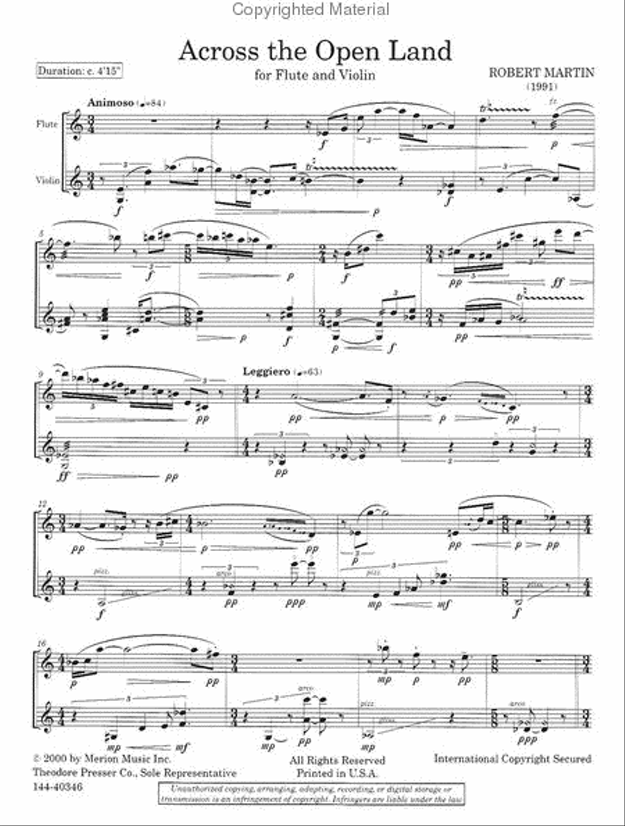 Across the Open Land Chamber Music scores gallery preview page 2