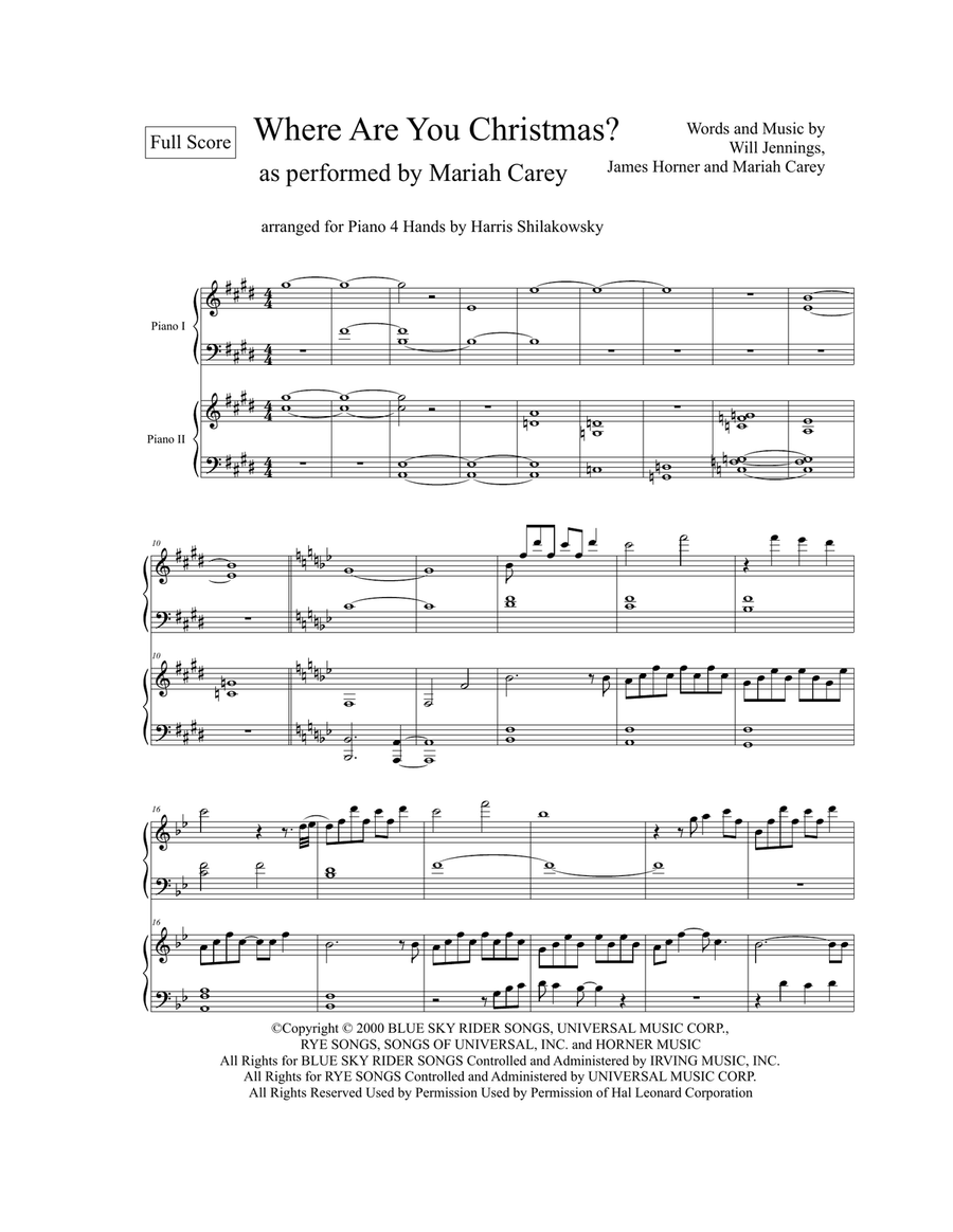 Where Are You Christmas? Where Are You Christmas? Piano scores gallery preview page 1