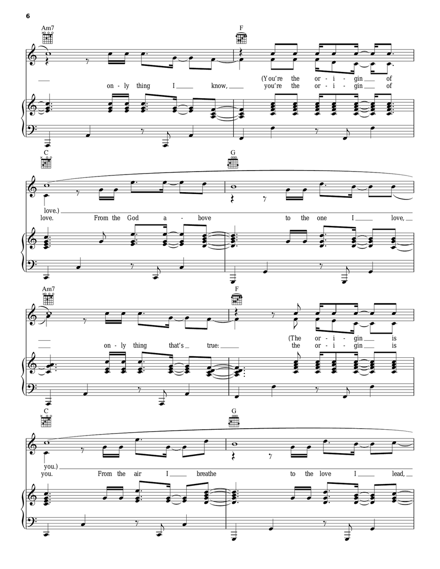 Origin Of Love Origin Of Love Piano, Vocal, Guitar scores gallery preview page 6