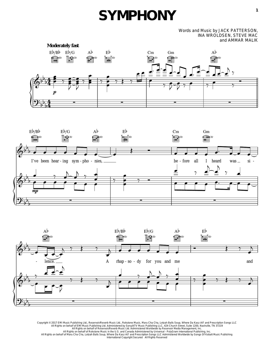 Symphony Symphony Piano, Vocal, Guitar scores gallery preview page 1