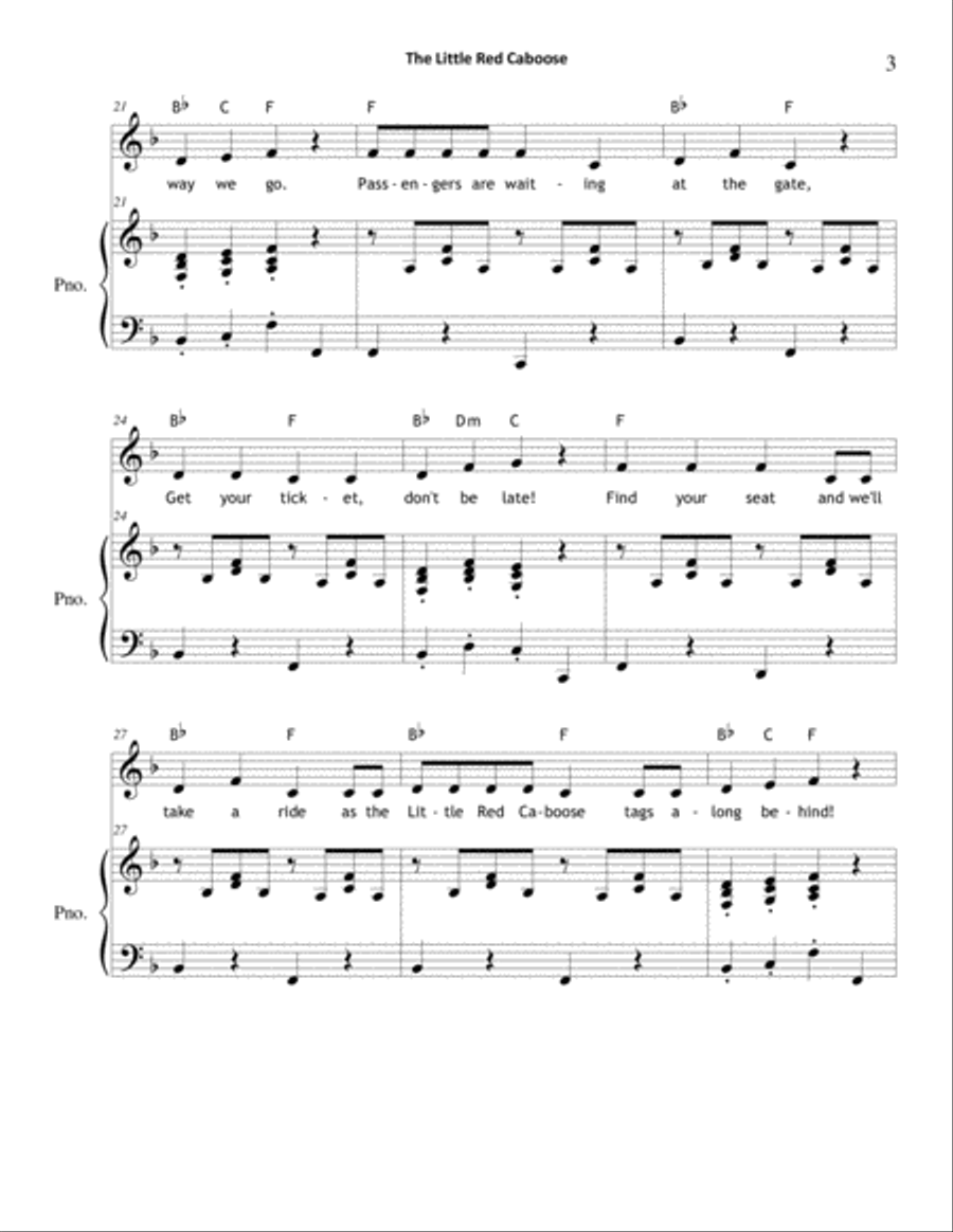 The Little Red Caboose Unison Choir scores gallery preview page 3
