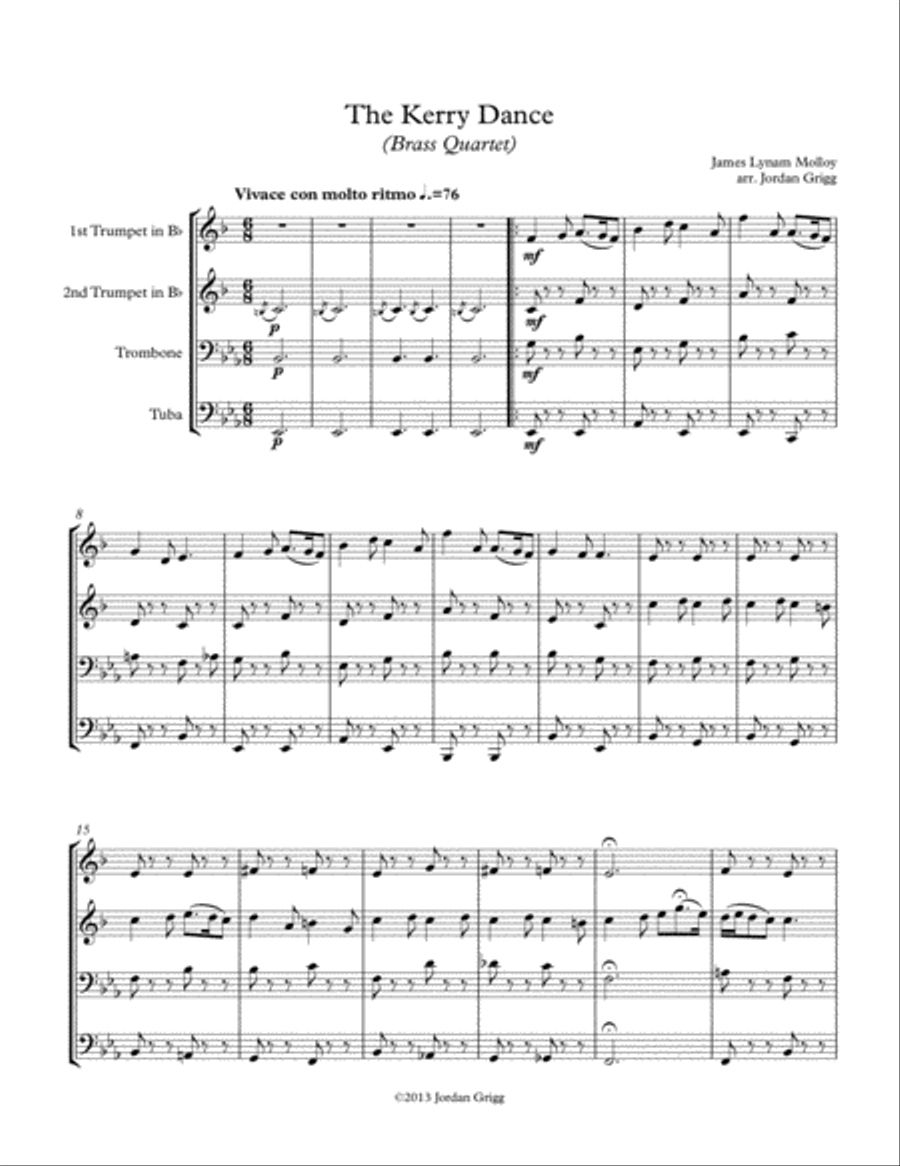 The Kerry Dance (Brass Quartet) Brass Quartet scores gallery preview page 1