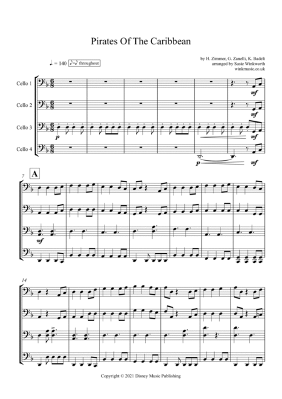 Pirates Of The Caribbean Pirates Of The Caribbean String Quartet scores gallery preview page 3