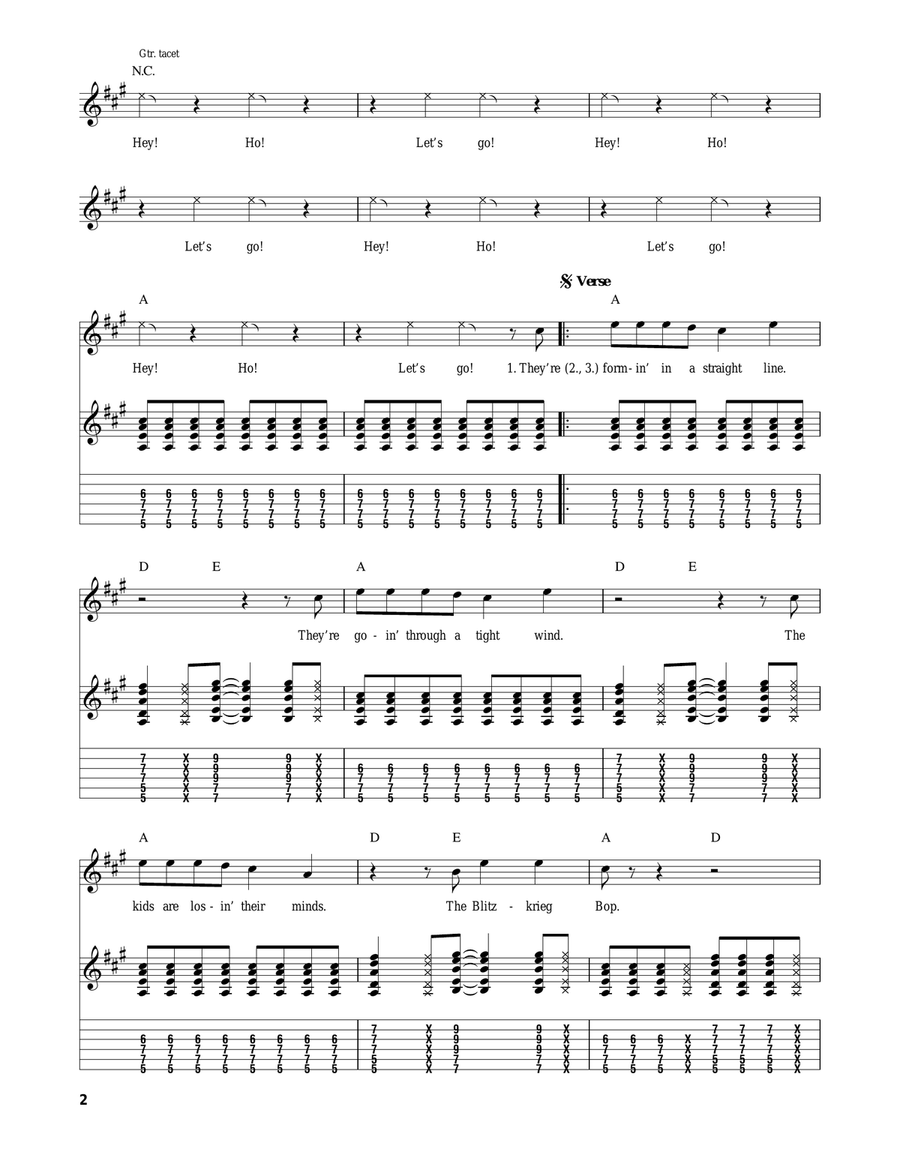 Blitzkrieg Bop Blitzkrieg Bop Acoustic Guitar scores gallery preview page 2