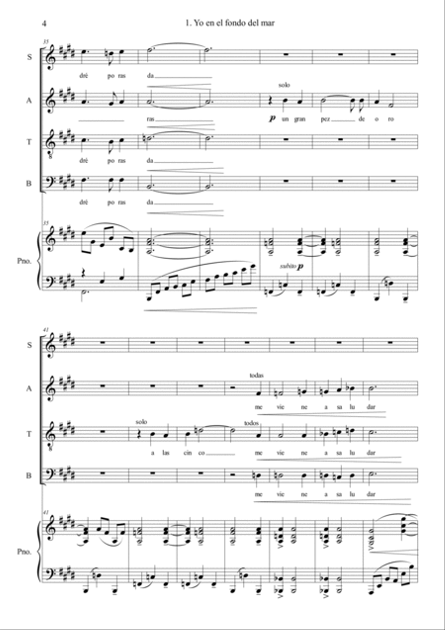 Three poems by Alfonsina Storni 4-Part scores gallery preview page 6