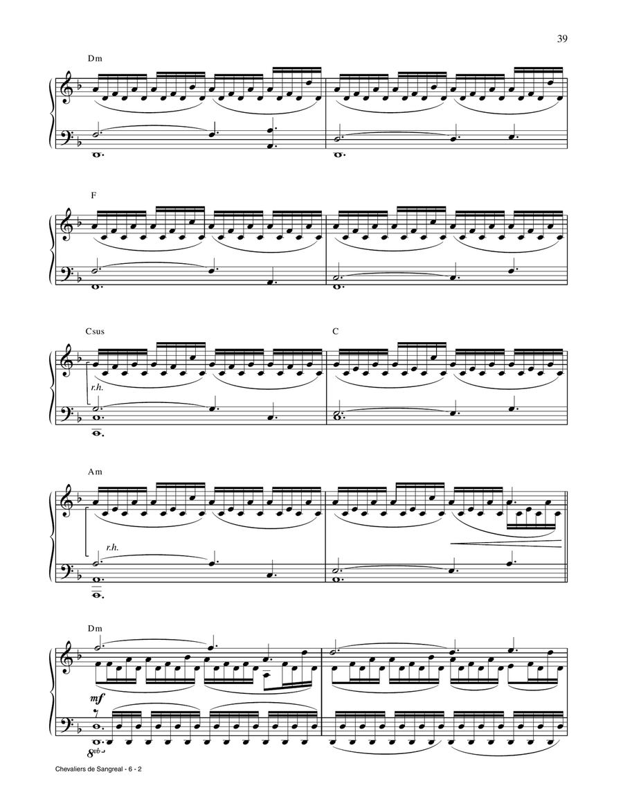 Chevalier De Sangreal (from The Da Vinci Code) Piano Solo scores gallery preview page 2