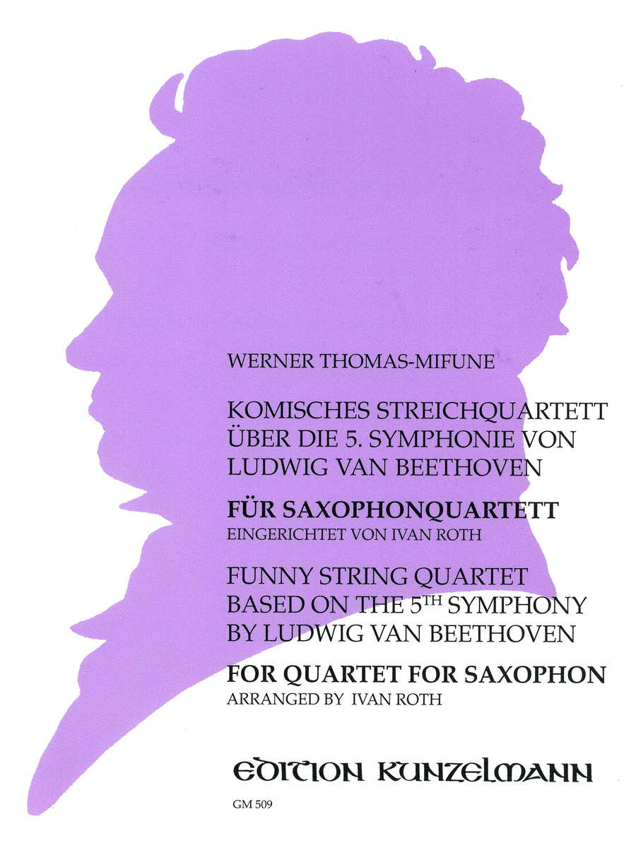 Comic String Quartet based on the 5th Symphony by Ludwig Van Beethoven - Arranged for Saxophone Quartet (Score and Parts) Saxophone scores gallery preview page 1