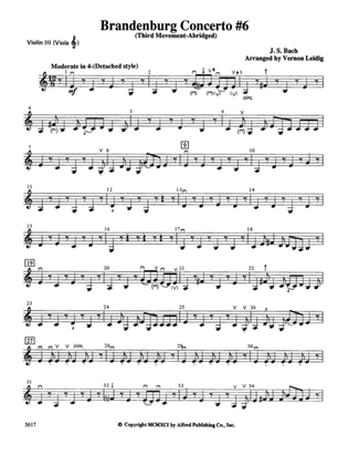 Book cover for Brandenburg Concerto No. 6, 3rd Movement (Abridged): 3rd Violin (Viola [TC])