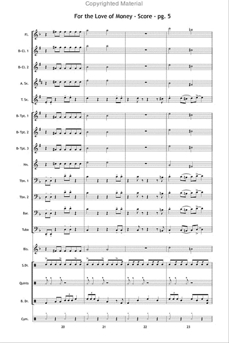 For the Love of Money For the Love of Money Marching Band scores gallery preview page 6